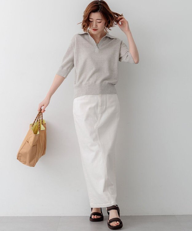 23区 【CanCam掲載】ピュアリネン スキッパー ポロニット ベージュ系