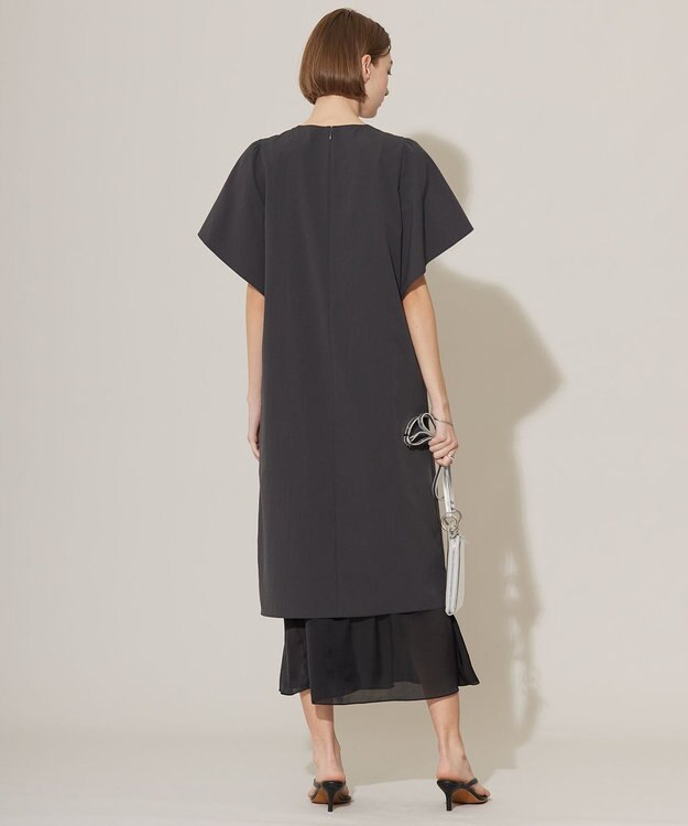 ICB 【洗える】ヴィンテージスパンブロード ワンピース チャコール系