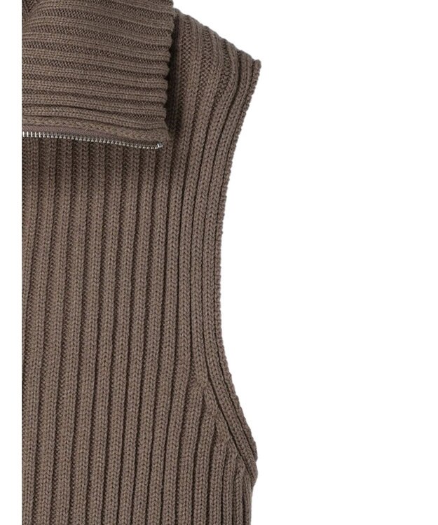 earth music&ecology ハーフジップニットベスト Mocha