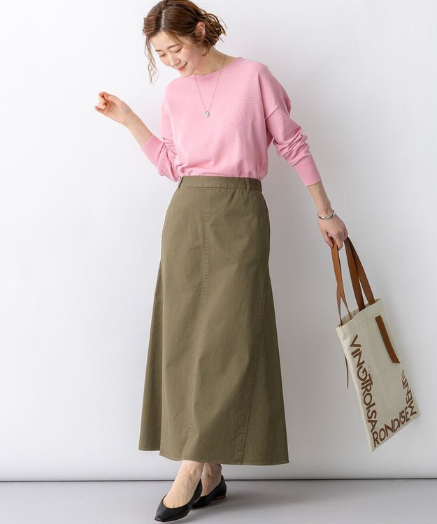 23区 S 【先行予約】ストレッチギャバ チノ スカート カーキ系