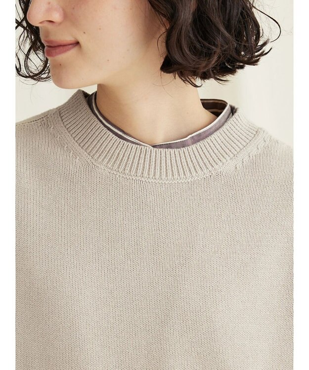 CRAFT STANDARD BOUTIQUE 洗える クルーネックニットベスト Gray Beige