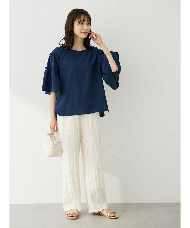 Green Parks ティアード袖ブラウス Navy