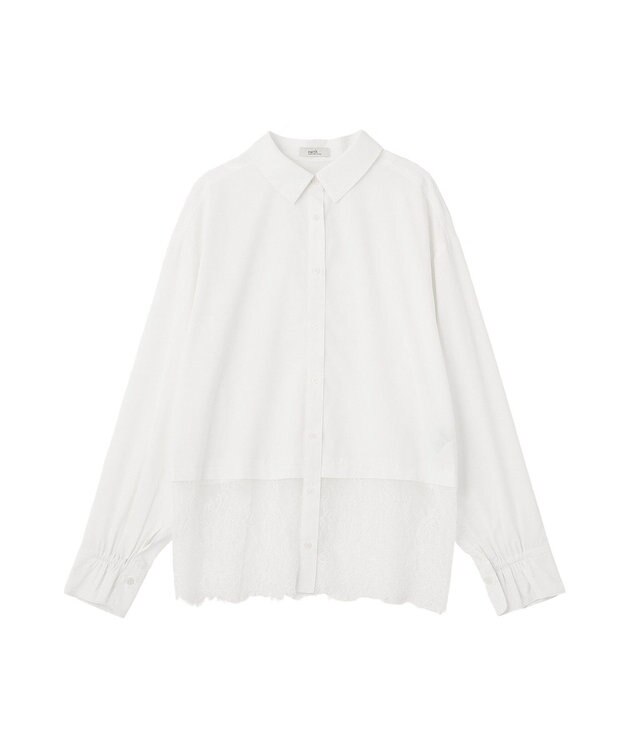 earth music&ecology 適ON レースヘムシャツ Off White