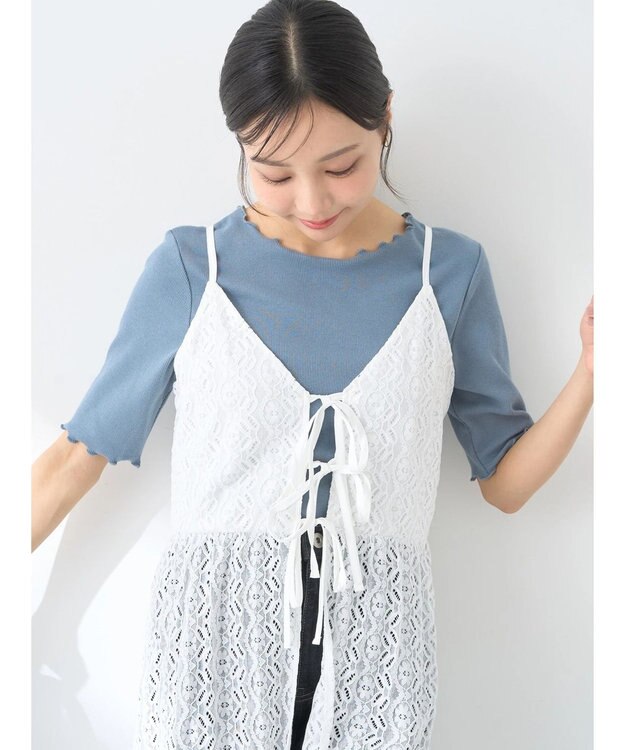 earth music&ecology フラワーレースキャミワンピース Off White