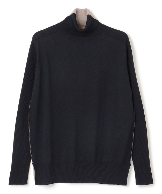 BEIGE， 【洗える】LA MONNAIE / タートルネックニット Navy×Lt Taupe