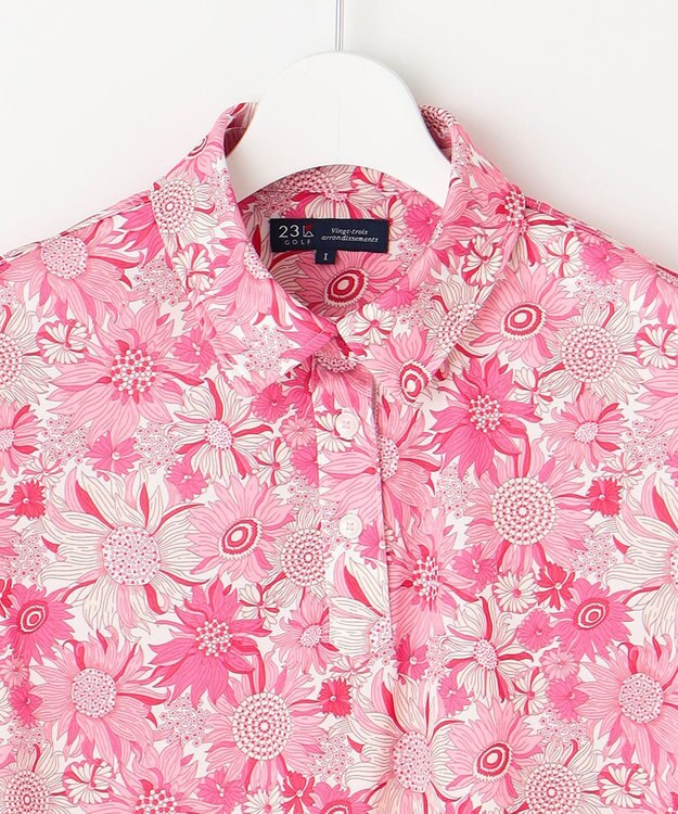 23区GOLF 【WOMEN】【UVケア/吸水速乾】スプリングフラワー柄 半袖ポロシャツ ピンク系5