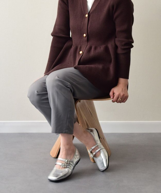 Bridget Birkin 【PARADIS COULEUR】ビジューバックルダブルストラップバレエ シルバー