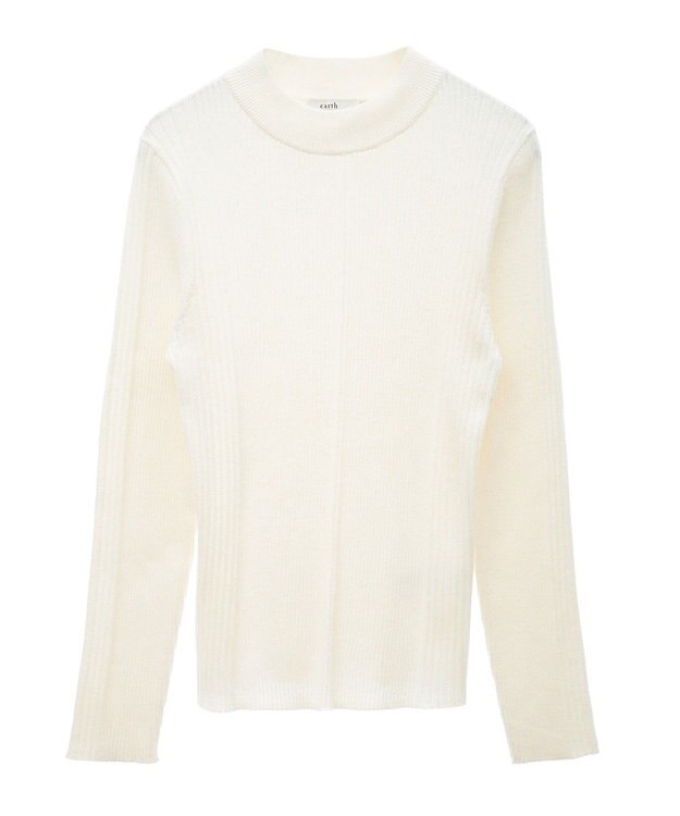 earth music&ecology やわらかタッチハイネックリブニットプルオーバー Ivory