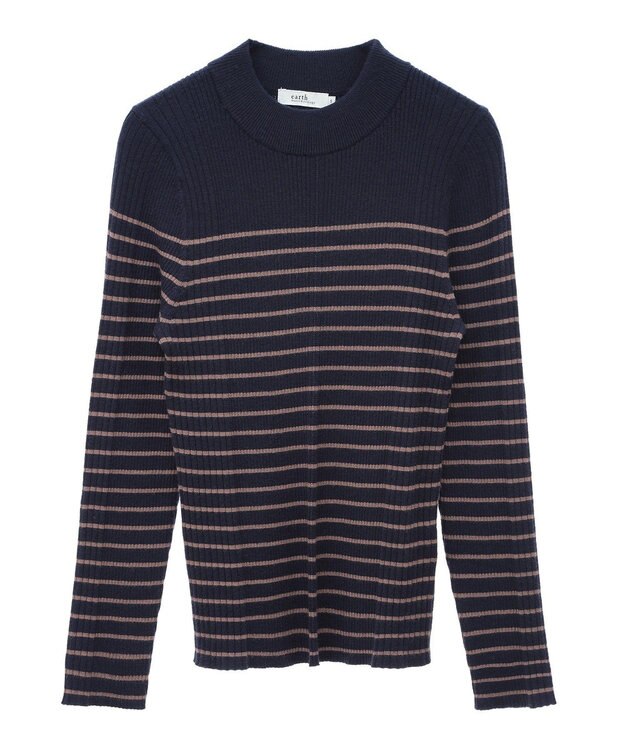 earth music&ecology やわらかタッチハイネックリブニットプルオーバー Border