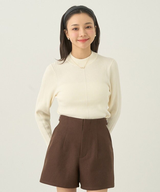 earth music&ecology やわらかタッチハイネックリブニットプルオーバー Ivory