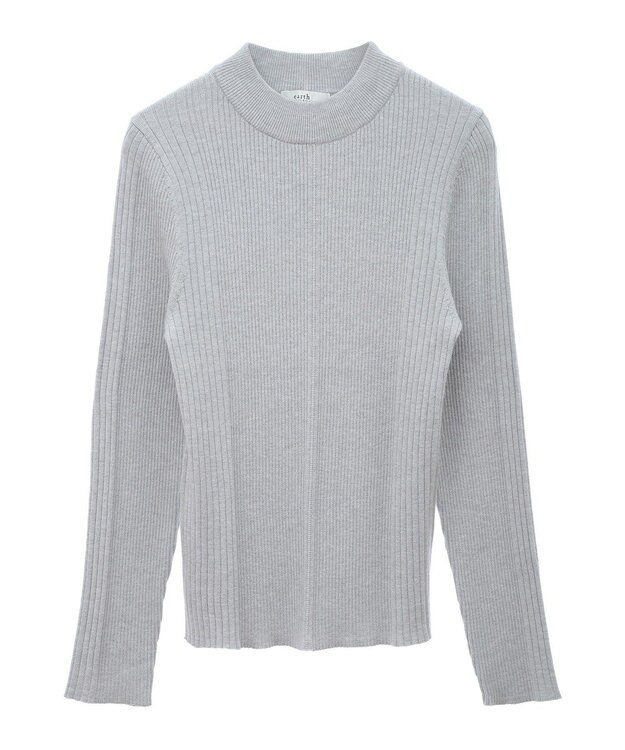 earth music&ecology やわらかタッチハイネックリブニットプルオーバー Gray Mixture
