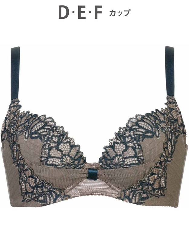 WACOAL 【リボンブラ 脇すっきり】 ブラジャー 脇高設計 着やせシルエット 谷間をメイクしてキープ Gカップまで対応 大きいサイズ レディース BRB433 /ワコール グレー