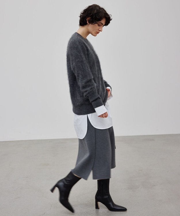 BEIGE， GRASSE / サテンベルト付きリバーラップスカート Md Gray