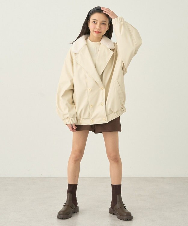 earth music&ecology やわらかタッチハイネックリブニットプルオーバー Ivory