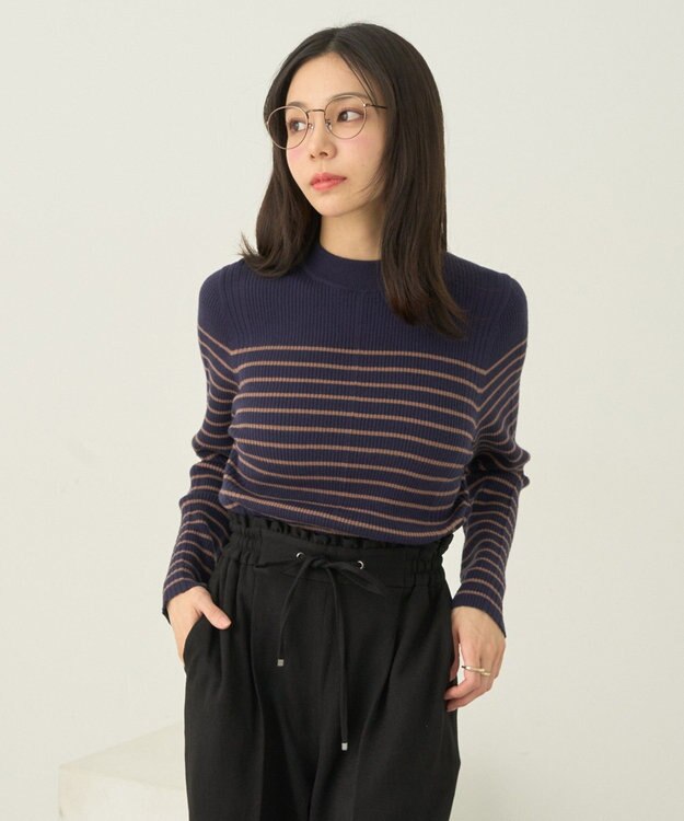 earth music&ecology やわらかタッチハイネックリブニットプルオーバー Border