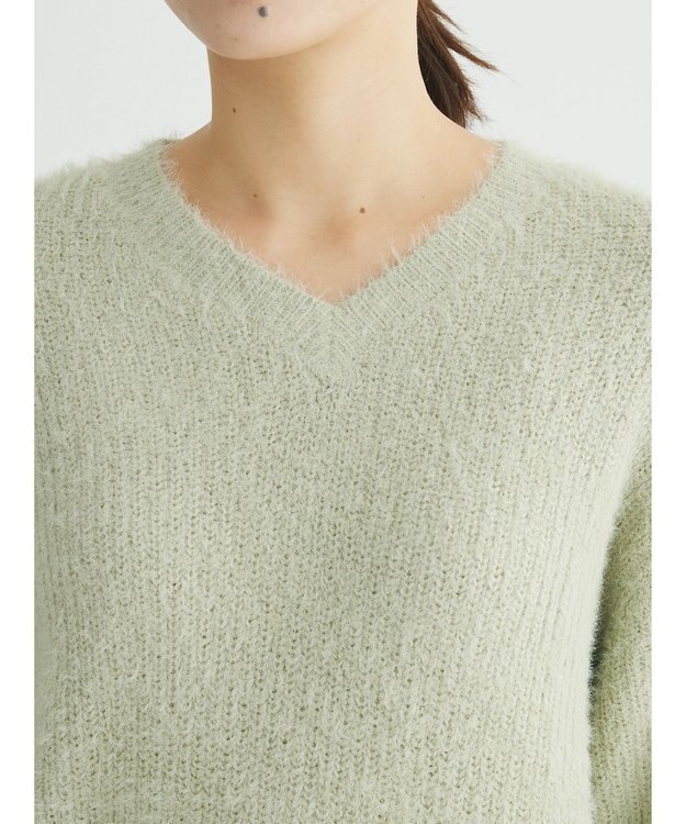 Green Parks フェザーＶネックニットプルオーバー Mint