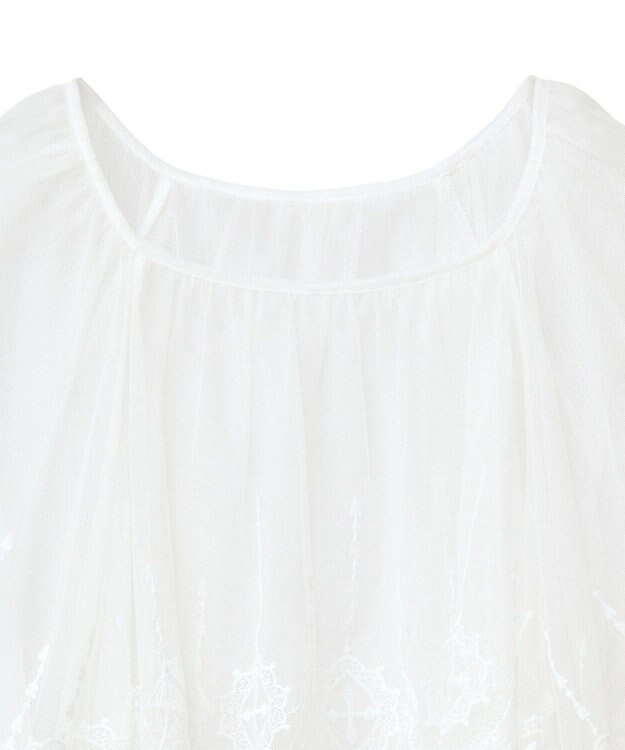 Green Parks ■ＥＳＣＡＲ　チュール刺繍ハンカチーフブラウス Off White