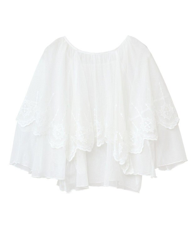 Green Parks ■ＥＳＣＡＲ　チュール刺繍ハンカチーフブラウス Off White