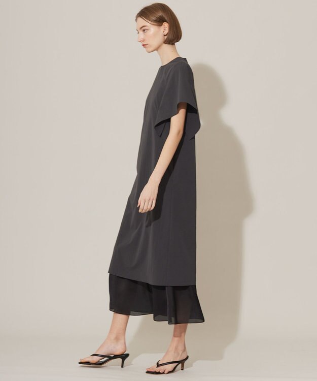 ICB 【洗える】ヴィンテージスパンブロード ワンピース チャコール系