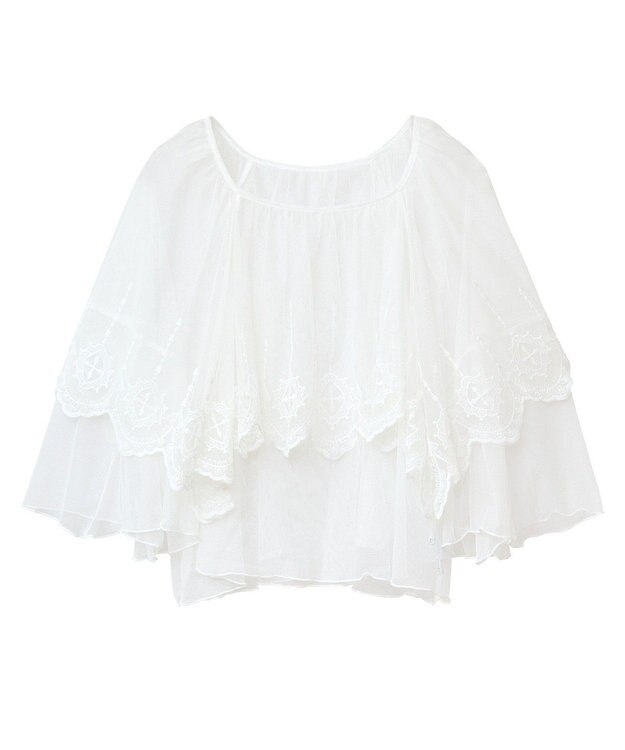 Green Parks ■ＥＳＣＡＲ　チュール刺繍ハンカチーフブラウス Off White