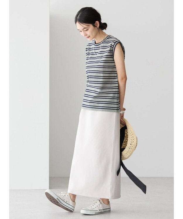 AMERICAN HOLIC マルチボーダーノースリーブカットプルオーバー Navy