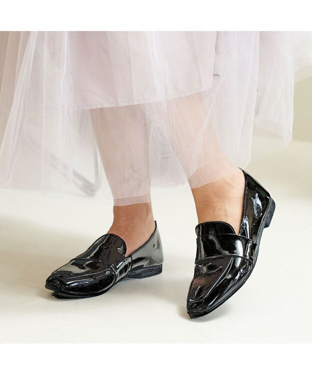 ing <ing>【WEB限定】レザーベルトローファー ブラックエナメル