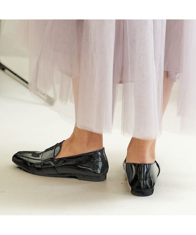 ing <ing>【WEB限定】レザーベルトローファー ブラックエナメル