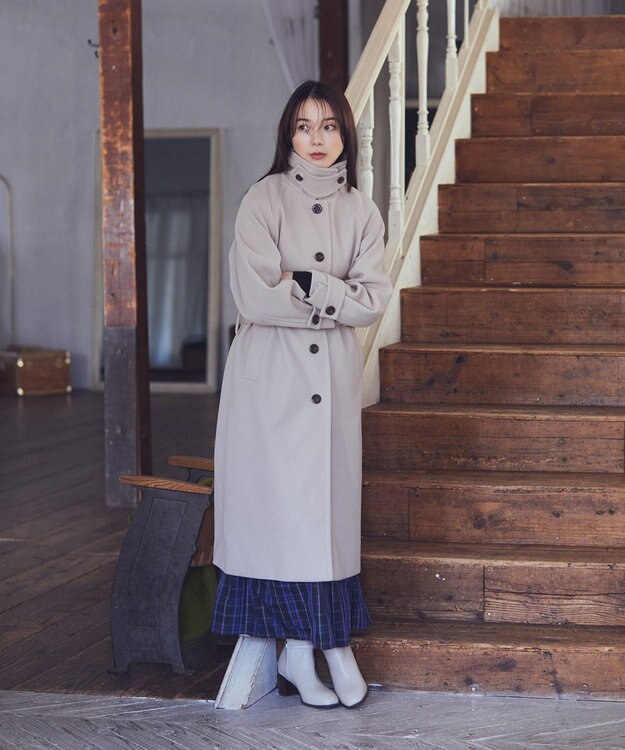 earth music&ecology 2WAYカラーロングコート ベージュ