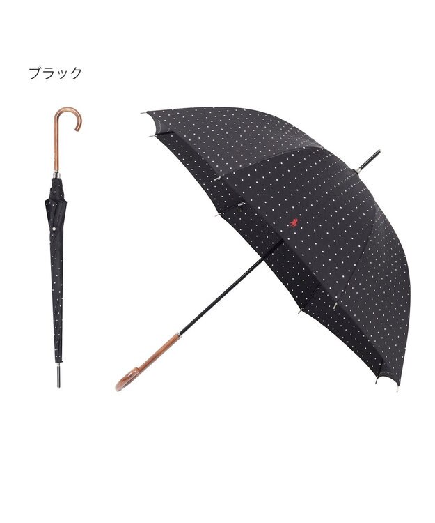 MOONBAT POLO RALPH LAUREN（ポロ ラルフローレン)ドット×ロゴ 雨傘 長傘 ブラック