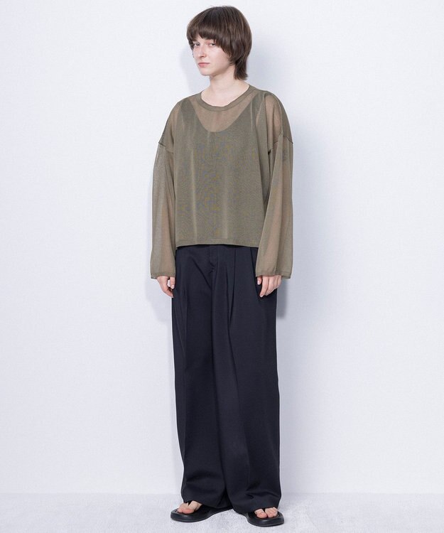 NAVE 【ReNAVE・洗える】シアーニット ロングスリーブ カーキ系