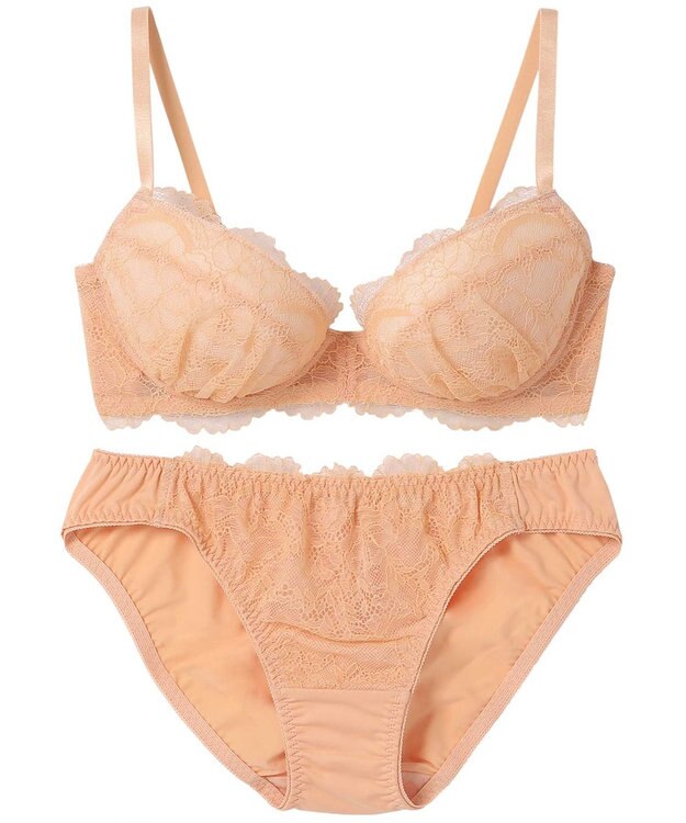 AMPHI ブラジャー ショーツセット まる胸メイク 推し活・推し事応援 Aカップあり 【ブラショーツセット】 上下セット ブラ BBJ201 アンフィ／ワコール オレンジ