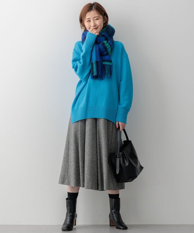 23区 S 【洗える】カシミヤブレンド ハイネック ニット ブルー系