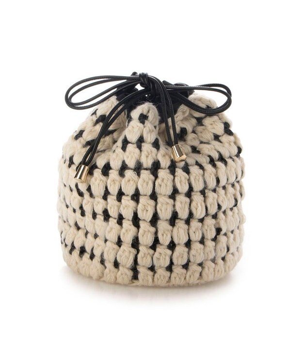 UNBILLION カシュカシュ cachecache / サテンリボン編み込み巾着ショルダー アイボリー