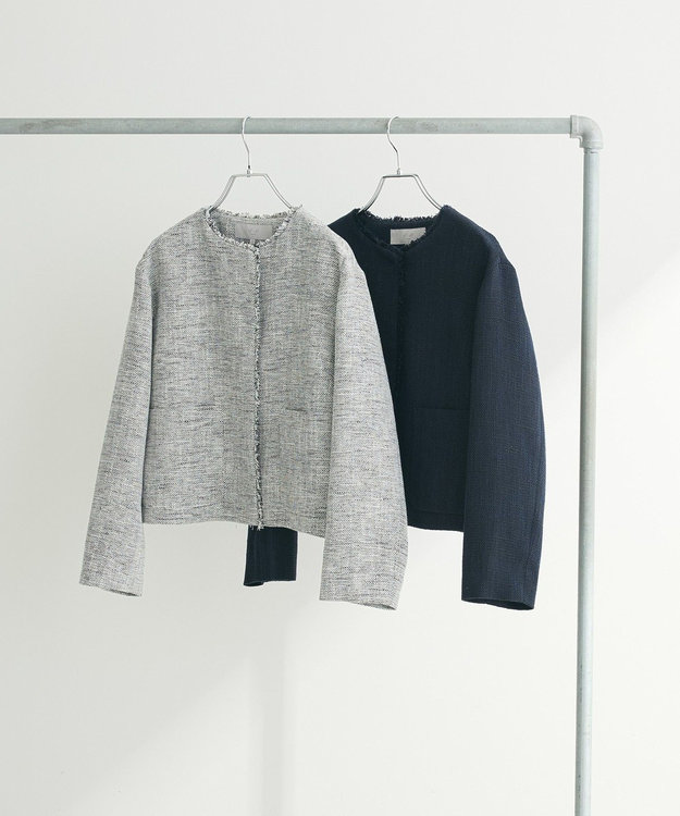 Green Parks ef-de ツイードノーカラージャケット Ivory