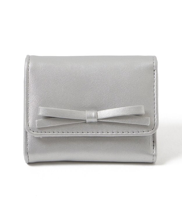 WEGO リボンフラップミニウォレット シルバー