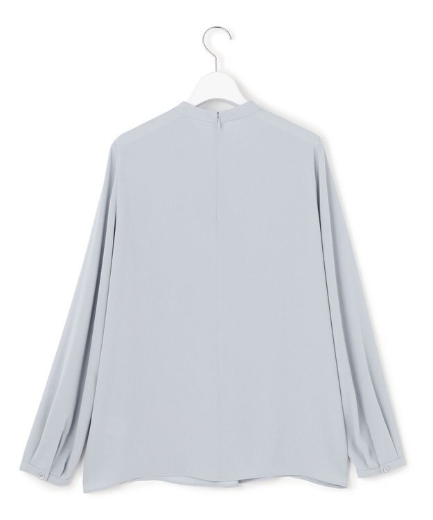 ICB L 【接触冷感・UVケア・速乾・洗える】BackSatinAmunzen ハイネックブラウス サックスグレー系