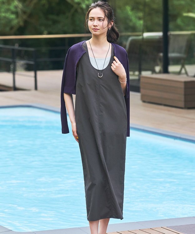 23区 S 【SLOW/一部店舗限定】UVカット/撥水/接触冷感 ナイロンタスランタフタ ワンピース グレー系