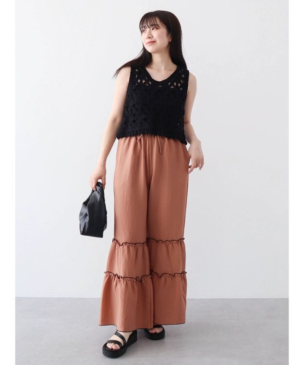 Green Parks かぎ針編みニットベスト Black