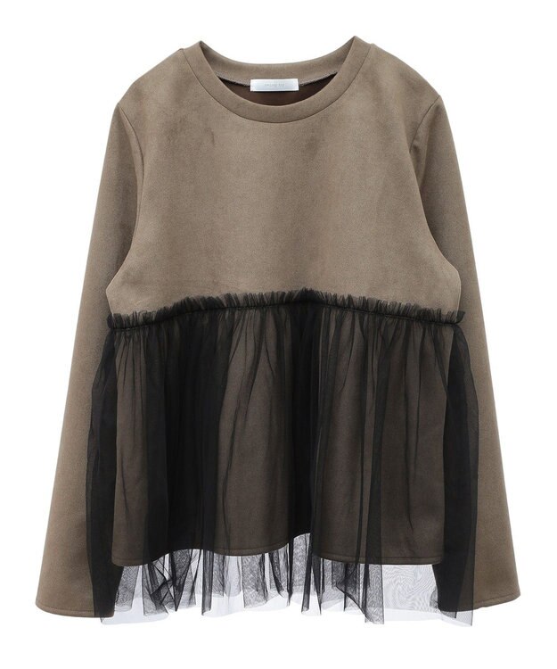 Green Parks ・ｓｗｉｎｇ　ｂｙ　チュールレイヤープルオーバー Gray Beige