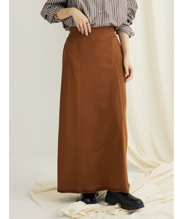 CRAFT STANDARD BOUTIQUE カットオフＡライン裏毛スカート Brown