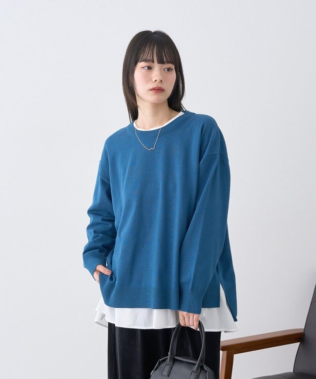 earth music&ecology 【洗濯機洗い可】レンチング(TM)エコヴェロ(TM)(チュニック) Blue