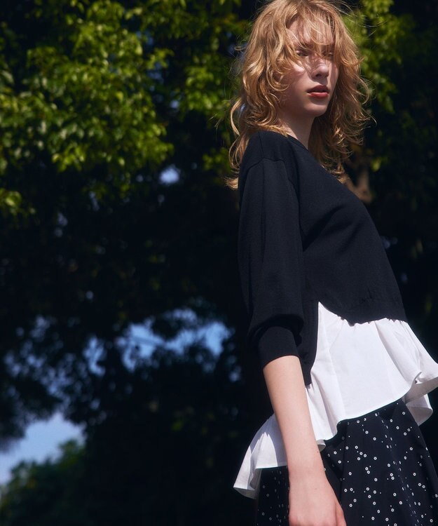 組曲 ストレッチクリアドッキング ニットプルオーバー ブラック系