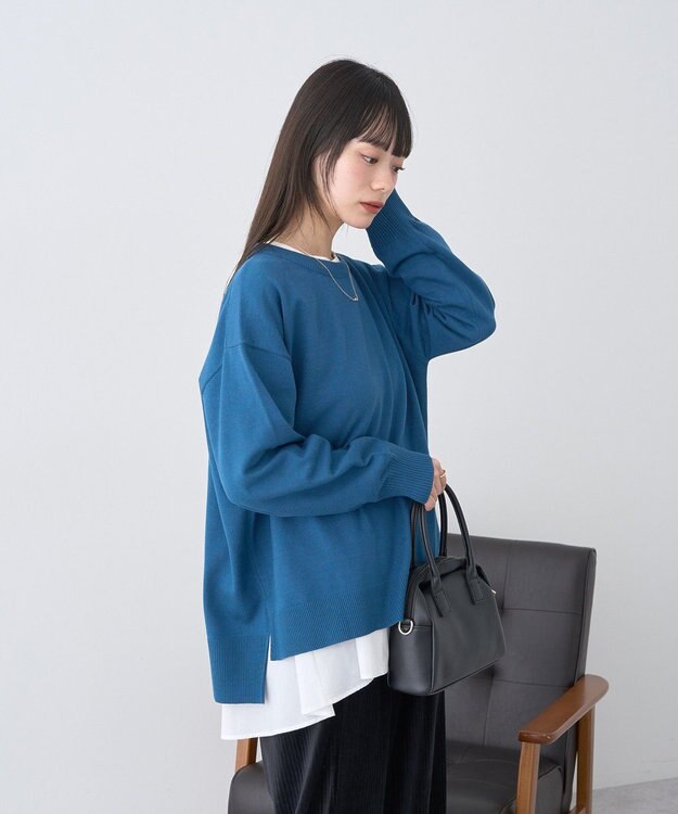 earth music&ecology 【洗濯機洗い可】レンチング(TM)エコヴェロ(TM)(チュニック) Blue