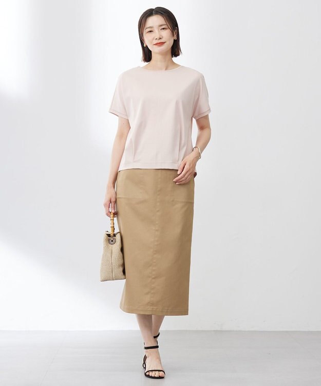 J.PRESS LADIES 【WEB限定カラーあり・洗える】コットンスムース フレンチスリーブ カットソー ピンク系