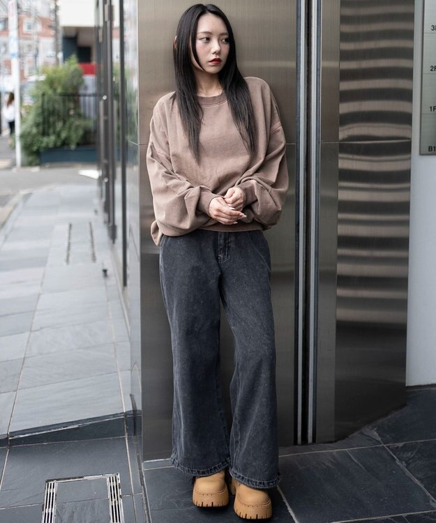 WEGO 【ユニセックス着用ITEM】バルーンクロップドプルオーバー ブラウン