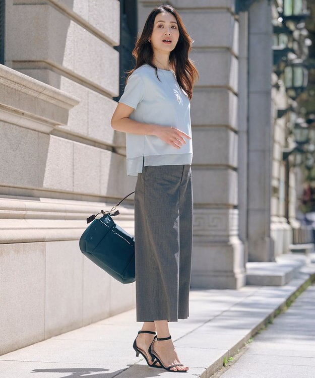 J.PRESS LADIES 【WEB限定カラーあり・洗える】コットンスムース シアーデザイン カットソー アクアグリーン系