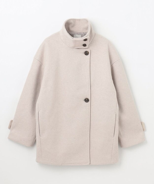 ANY スタンドカラーコクーンシルエットコート ベージュ