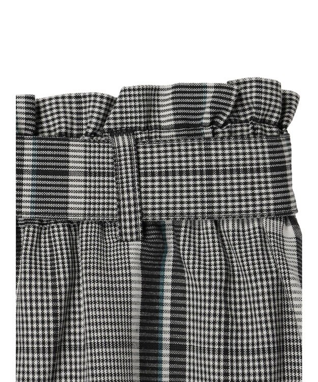 Green Parks 綿麻混バックルベルト付タイトスカート Check Black