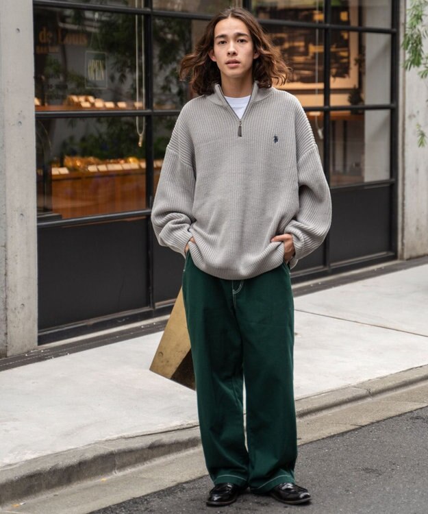 WEGO 【ユニセックス着用アイテム/ウエストゴム】ワーカーズパンツ ダークグリーン