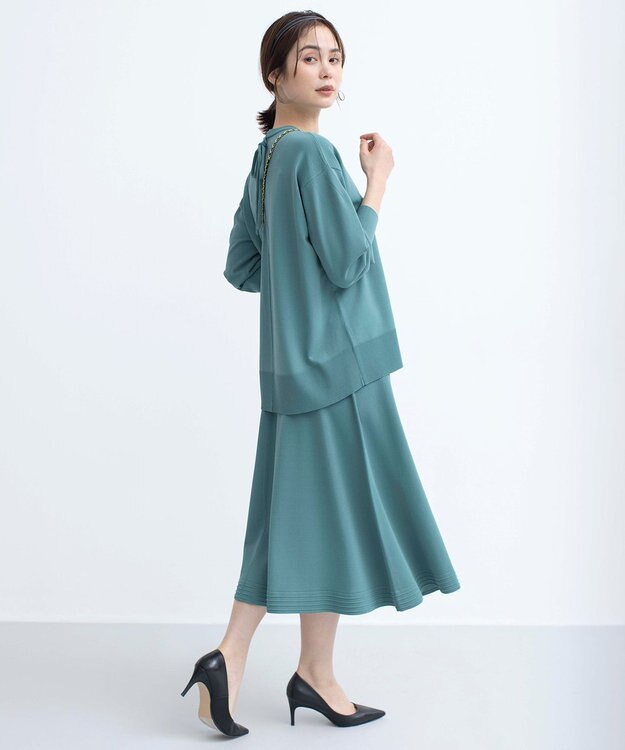 組曲 【WEB限定カラーあり】MINA バックリボンニットプルオーバー グリーン系